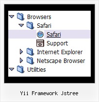 Yii Framework Jstree Onmouseover Tree