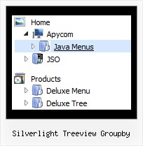 Silverlight Treeview Groupby Tree Rolldown Menu Example