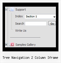 Tree Navigation 2 Column Iframe Tree Mouseover Drop Menu